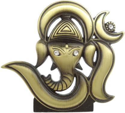 GCT Lord OM Ganesh Idol | OM Ganesha Idol | Ganpati Vinayaka (B-61) Green Metal Statue for Car Dashboard | Mandir Pooja Murti | Temple Puja | Home Decor | Office Showpiece (L*B*H-6.7 x 0.3 x 6.2 Cm) Decorative Showpiece  -  6.2 cm