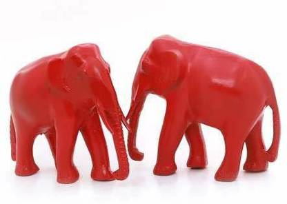 Shri Siddhivinayak Vastu Twin Red Elephant in Brass Decorative Showpiece  -  13 cm