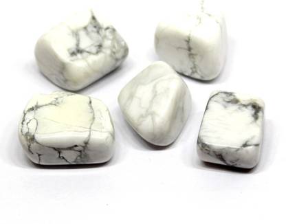 JMRM Howlite Natural Healing Crystal Tumble Stone (White, 5 Piece) Regular Rectangular Crystal Stone