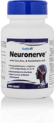 HealthVit Neuronerve 60 Tablets (with Iron, Zinc & Pantothenic acid to Contribut)