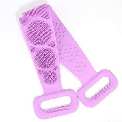 Jariso Silicone bath brush for shower-Bath&Body Brush,Back scrubber for Shower pull-tab double-sided long strip silicone bath belt, Exfoliating Texture shower brush JSBB10