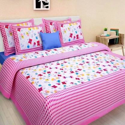 Saba Dream Collection 120 TC Cotton Double Printed Flat Bedsheet