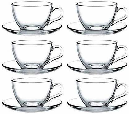 omsailon Glass 6 Cups and 6 Saucers