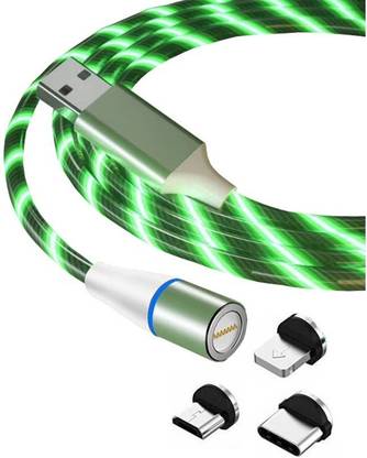 FOXNE PINOT Magnetic Charging Cable 1 m 3IN1 2020 Best LED Flowing Light Magnetic Charging Cable for All Android,iOS,C-Type Models