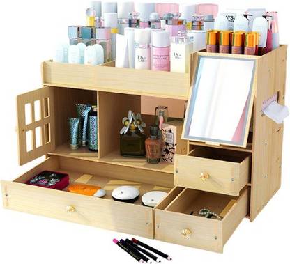 OET 7 Compartments Wooden DIY Wooden Cosmetics Storage
