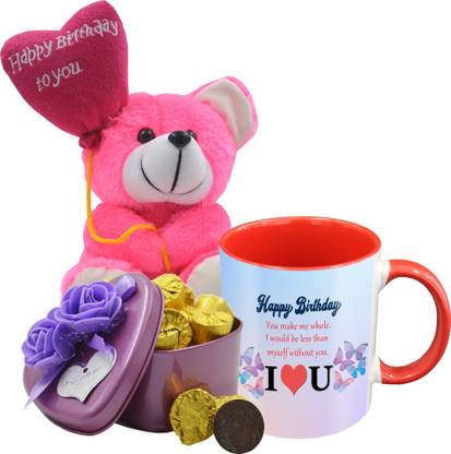 Midiron Happy Birthday Gifts, Dark Chocolate Bar With Printed Ceramic Mug and Happy Birthday Quoted Teddy, Gifts for Your Love One's IZ19Choco15Tinbox4PurMUrTHB-DTBirthday-49 Ceramic, Silk Gift Box