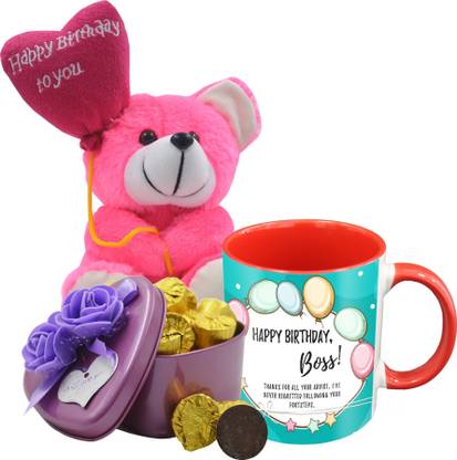 Midiron Birthday Special Gifts, Dark Chocolate With Printed Ceramic Mug and Happy Birthday Quoted Teddy For Your Special One's IZ19Choco15Tinbox4PurMUrTHB-DTBirthday-78 Ceramic, Silk Gift Box