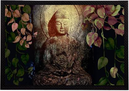 eCraftIndia Meditating Lord Buddha Satin Matt Texture UV Art Ink 10 inch x 14 inch Painting