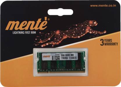 Mente DDR2 2GB 800 MHZ Laptop RAM DDR2 2 GB (Dual Channel) Laptop SDRAM (LP_DDR2_2GB_800)