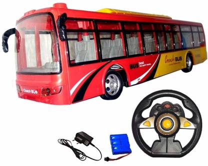 ALLAMWAR Luxury City Bus Remote Control Vehicles - 6 Ch 2.4G High Speed Bus Toy - RC Bus with Working Head Light