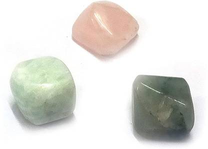AIR9999 Set of Rose Quartz Green Aventurine and Amazonite Crystal Tumble Complete Heart Chakra Kit for Reiki Healing Decorative Showpiece  -  2 cm