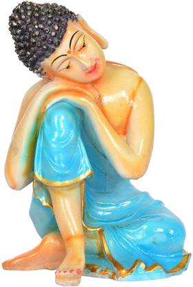 Rjkart Handicraft Decorative Blue Sitting Samadhi Buddha Idol Showpiece डेकोरेटिव शोपीस  -  17.5 cm