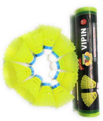 VST Star 120 Badminton Shuttlecock Pack of 10 Plastic shuttlecock Plastic Shuttle  - White, Yellow