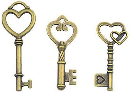 Makhry Mixed 30 Antique Style Vintage Skeleton Keys Heart Shaped Key Craft Keys For Decoration Wedding Party Antique Charms (A