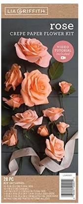 Pacon Lia Griffith Crepe Paper Flower Kit, Roses, Sizes, Colors, 28 Pieces