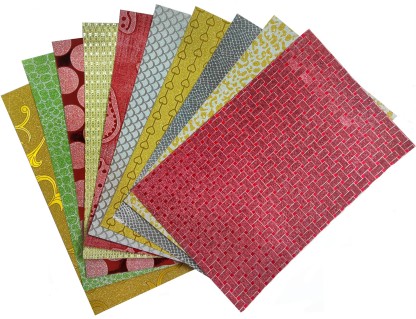 10 Sheets of A4 Holographic Card Assorted Patterns 5 Colours per Pack
