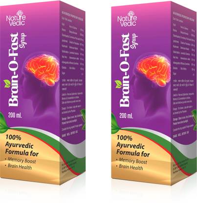 Nature Vedic Brain O Fast- Brain Booster Ayurvedic Supplement With Brahmi, Shankhpushpi And Jyotishmahi 200ml Each