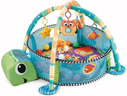 R for Rabbit First Play Turtle Face Play Gym Tent with Cute Soft Balls & Hanging Toys