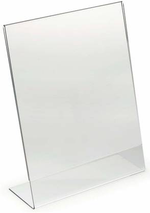 Rudrax 4 Compartments Holder and Sign Holder L Shape Display Stand Acrylic Menu Holder Display Stands Cast Acrylic Acrylic sign display stand A6 pack of 1 (6*4inches) with laser finish Acrylic Display Stand Paper Pack of 4