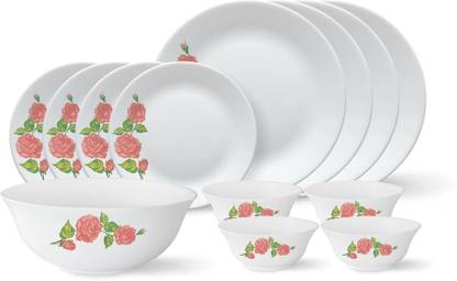 Larah by Borosil Pack of 13 Opalware Rose Gold Dinner Set