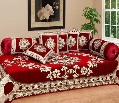 AK Decor Velvet Floral Diwan Set