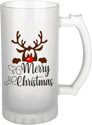 iKraft Merry Christmas Printed Frosted Beer Mug, Perfect Idea For Christmas Gifting -16oz [470ml] Glass Beer Mug