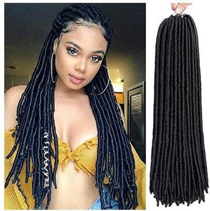 Wodun 6 Packs Faux Locs Crochet  Dreadlocs Stright Goddess Locs Synthetic Faux Locs  Extensions Long Soft Dreadlocks C Hair Extension