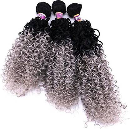 Angie Kinky Curly Weave  Bundles Synthetic  Extension Ombre Color 16 18 20 Inches 3 Pieces And Hair Extension