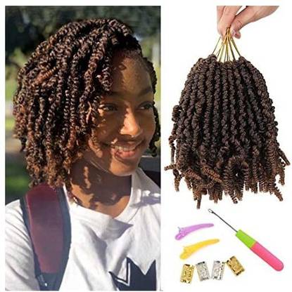 Beyond Beauty 6 Packs Pre-Twisted Spring Twist  8 Inch Pre-Twisted Passion Twists Crochet Braids For Bob Spring Twists Short Curly Hair Extension