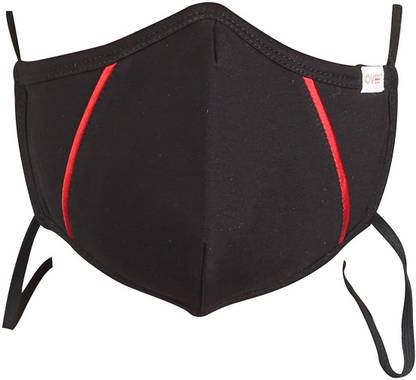 OVEE+ Mask with extra neck band (Black with Red Stripes) Reusable Anti - Pollution , Anti - Virus Breathable Face Mask Washable for Men , Women and Kids Cloth Mask