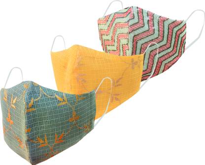 Kundan Fancy Party Wear Reusable Washable Anti Pollution 3 Layer Face Mask for Women ( Pack Of 3 Mask ) Women Heavy Work Mask-Dsg No-27 Washable Cloth Mask