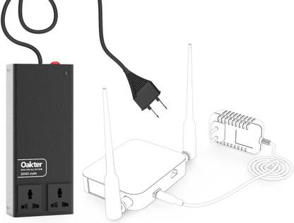 Oakter Mini UPS All-In-One for Wi-Fi Router Uninterrupted Power Backup for 12V WiFi Router 9V Wifi Router 5V Wifi Router / Broadband Modem Set Top Box with 60 to 90 Minutes Power Backup With Two universal Socket. Power Backup for Router