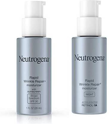 NEUTROGENA Rapid Wrinkle Repair Retinol Facial Moisturizer with SPF 30 Sunscreen, 1 fl. oz, & Rapid Wrinkle Repair Face & Neck Nig