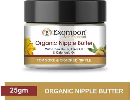 EXOMOON SKIN ESSENTIAL ORGANIC NIPPLE BUTTER WITH SHEA BUTTER, OLIVE OIL AND CALENDULA OIL FOR SORE AND CRACKED NIPPLES Organic Nipple Cream