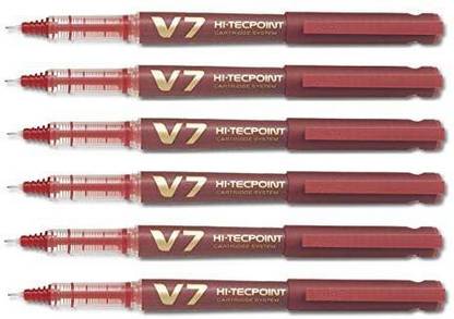 PILOT Pilot Hi tecpoint V7 Cartridge Pen (Red - Pack of 6) Roller Ball Pen