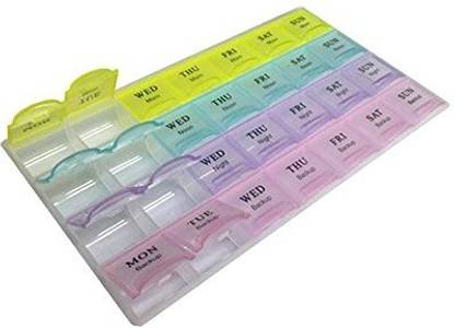 Inditradition Pill Case / Splitter, Medicine Storage Box, 28 Shelf Medicine Dispenser