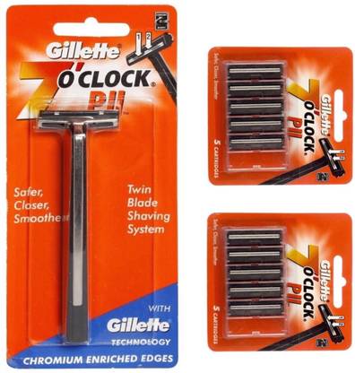 Gillette (7) O Clock shaving razor and blades, Men & Women
