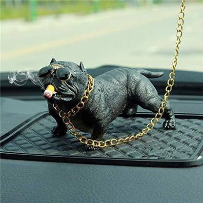 VOCADO PITBULL FOR CAR DASHBOARD BULL DOG PITBULL BULLY SMOKING DOG WITH CHAIN. Decorative Showpiece  -  14 cm