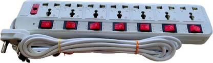 Skeisy 7 scoket Plus 7switch with 3 meter long wire capacity upto 6AMP 7  Socket Extension Boards