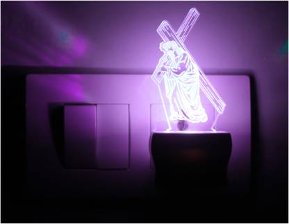 AFAST 3D Illusion Holy Cross With Lord Jesus Night Lamp Night Lamp