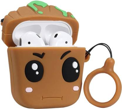 KHR Back Cover for Apple AirPods 1&2 | Cute Groot Character Style Silicon Case Cover with Keychain