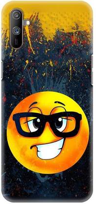 NDCOM Back Cover for REALME C3 Cool Emoji With Color Splash In The Background Printed