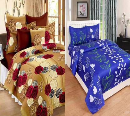 hmm 250 TC Cotton Double 3D Printed Flat Bedsheet