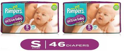 Pampers Active Baby Taped Diapers, Small size diapers, (S) 46+46 count, taped style custom fit - S