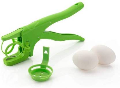 ARSHIL INTERNATIONAL Plastic Handheld Egg Breaker, Egg Cracker, Egg Opener with Detachable Separator (Green) Plastic Egg Separator Set