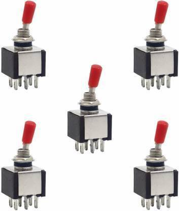 Cam cart Toggle Switch 6 Pin 2 Way 3A/5A AC 250V/125V DPDT On Off, 250v for Guitar Car Electrical DIY Electronic Components Hobby Kit (Pack of 5) Electronic Components Electronic Hobby Kit