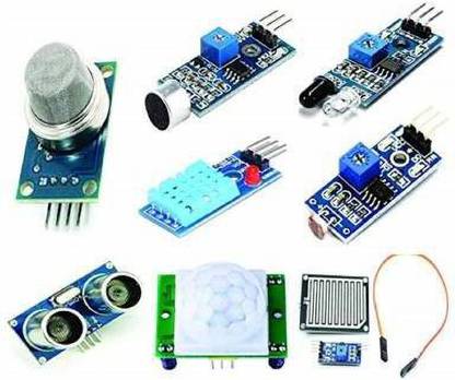 Cam cart Mini Sensor Kit with PIR, Ultrasonic Sensor, IR Sensor, LDR, Rain Sensor, Sound Sensor, Mq- 2 Gas Sensor, DHT 11 Micro Controller Board Electronic Hobby Kit Temperature Sensor and Controller Electronic Hobby Kit