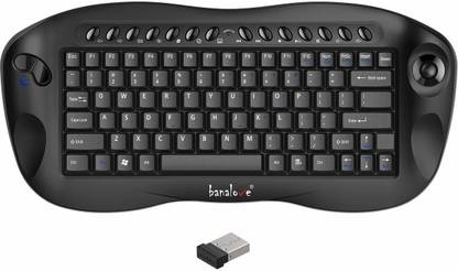 GOEASILY 2.4GHz Portable QWERTY Wireless Optical Trackball Keyboard Air Mouse Combo with 14 Multimedia Hotkeys for Windows XP/7/10, Android OTT, HTPC and Mac OS (Black) Wired USB Standard Multi-device Keyboard Compatible with Desktop, Laptop, Mac