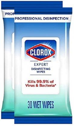 CLOROX Expert Disinfecting Wipes | Kills 99.9% Germs and Virus | Multi Purpose (Flow Pack-30 Wipes) (Imported) (Pack of 2) Kitchen Cleaner