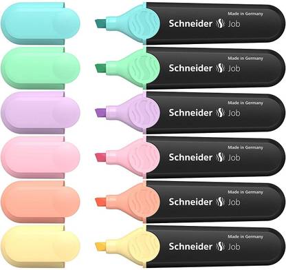 schneider Pastel Job Highlighter Marker, Chisel Tip - Turquoise, Mint, Vanilla, Peach, Lavender, Light Pink